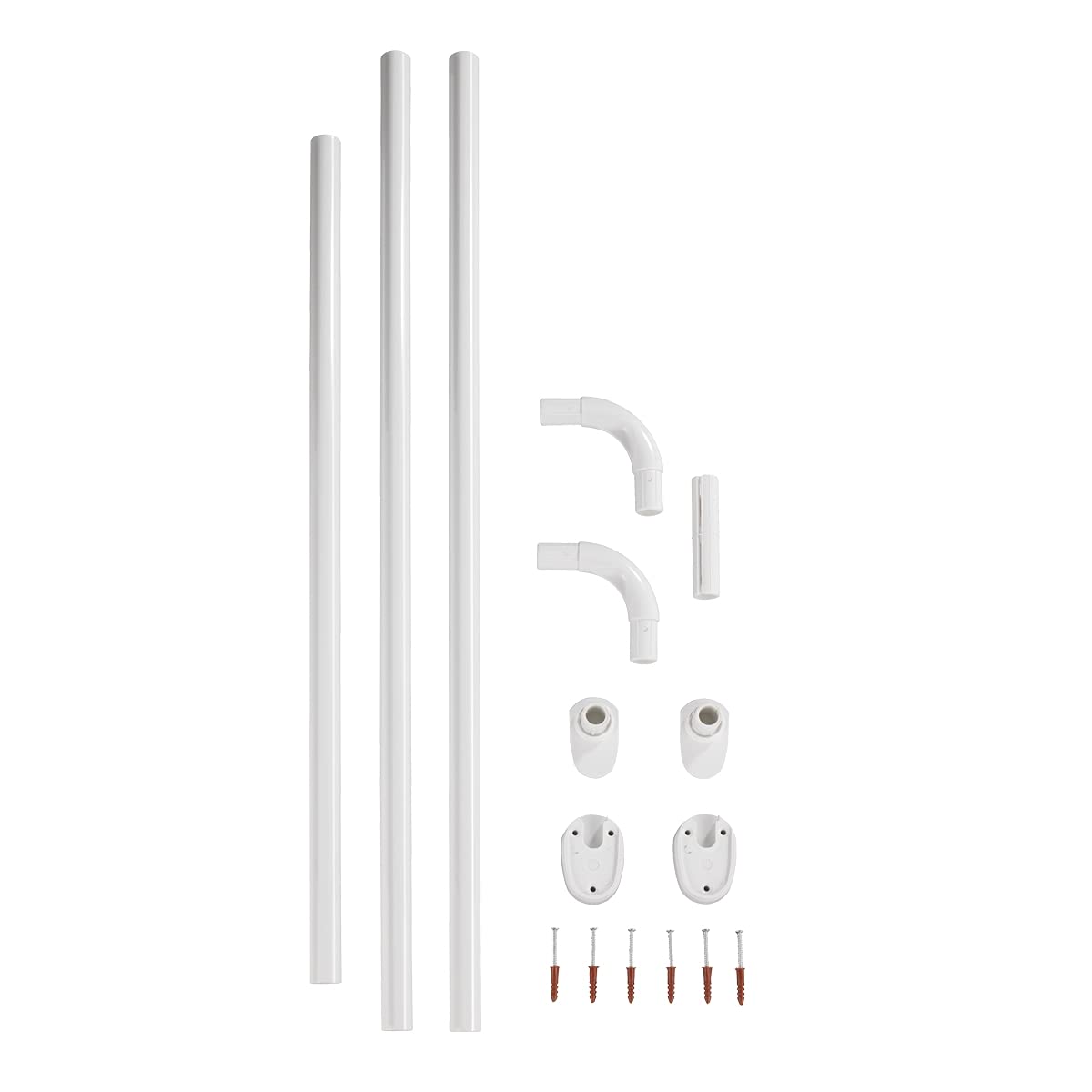 WENKO 19216100 Bracket rod Universal Extra Strong White - Ã˜ 2,5 cm, can be combined in shape and length, Aluminium, 2.5 x 2.5 cm, White
