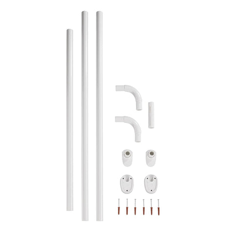 WENKO 19216100 Bracket rod Universal Extra Strong White - Ã˜ 2,5 cm, can be combined in shape and length, Aluminium, 2.5 x 2.5 cm, White