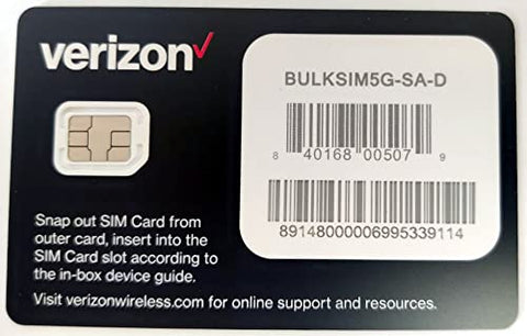 Verizon Wireless 5G LTE SIM Card with NFC - Nano Sized (4FF) (5G Nano Sized SIM, 1-Pack)