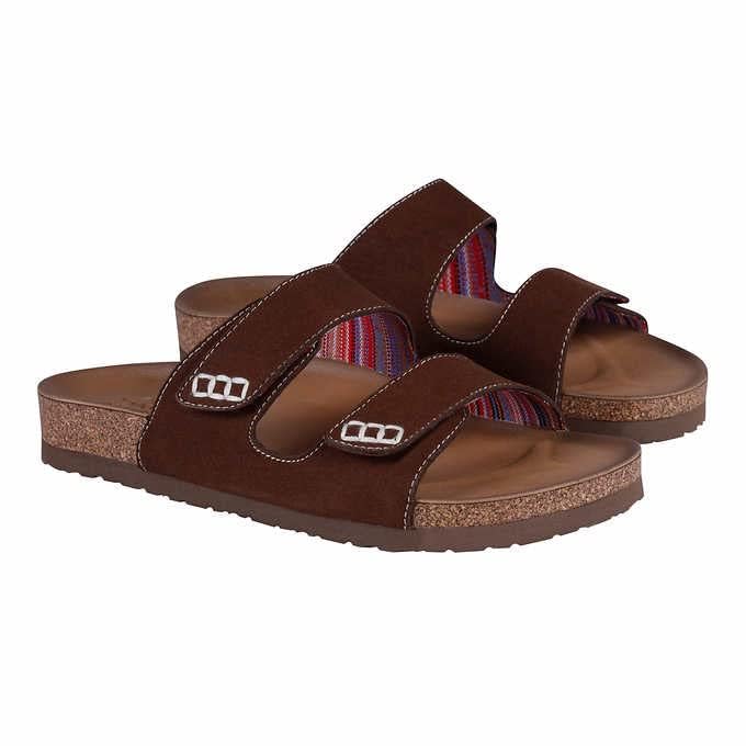 Skechers Women's Luxe Two Strap Sandal Comfort Footbed, Brown, 11
