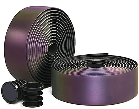 Bumlon Road Bike Handlebar Tapes Cycling Bicycle Bar Tapes EVA Non-slip Color Reflective Ultra-light for Mountain Bike with Bar End Plugs Comfortable Soft Durable Symphony Purple(set of 2)