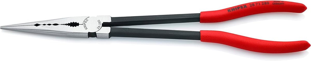 Knipex Long Reach Needle Nose Pliers with transverse profiles black atramentized, plastic coated 280 mm (self-service card/blister) 28 71 280 SB