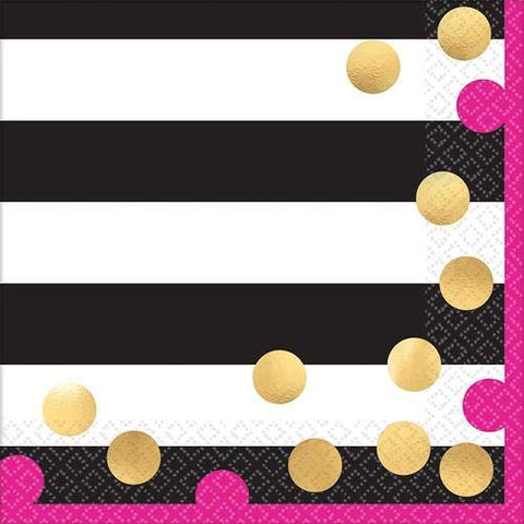 amscan 511757 Pink & Gold Confetti Luncheon Napkin, Hot-Stamped16 ct.6" X 6"
