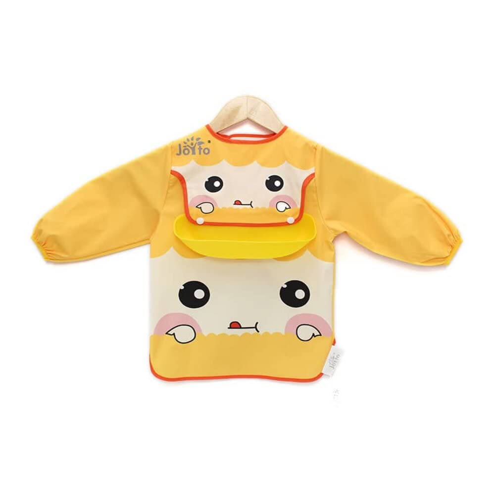 JOYTO Premium Full Cover Long Sleeve Weaning Bib, Waterproof Bibs for Baby and Toddler 6-36 months, Easy to Clean, Food Catcher Detachable - Sheep Design