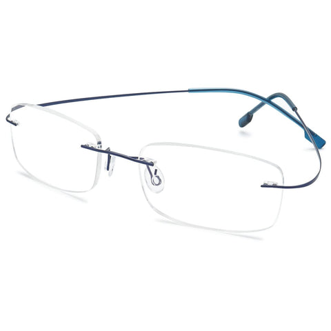 KOOSUFA Rimless Titanium Reading Glasses Lightweight Eyeglasses Readers Frameless Eyewear for Men Women Blue 1.0