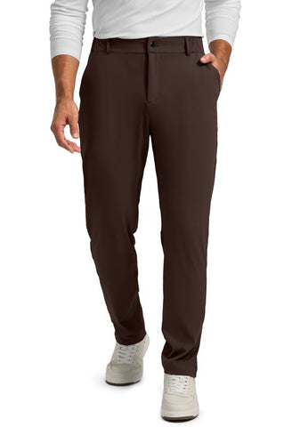 Soothfeel Men's Golf Pants with 5 Pockets Slim Fit Stretch Sweatpants Casual Travel Dress Work Pants for Men (Brown, M)