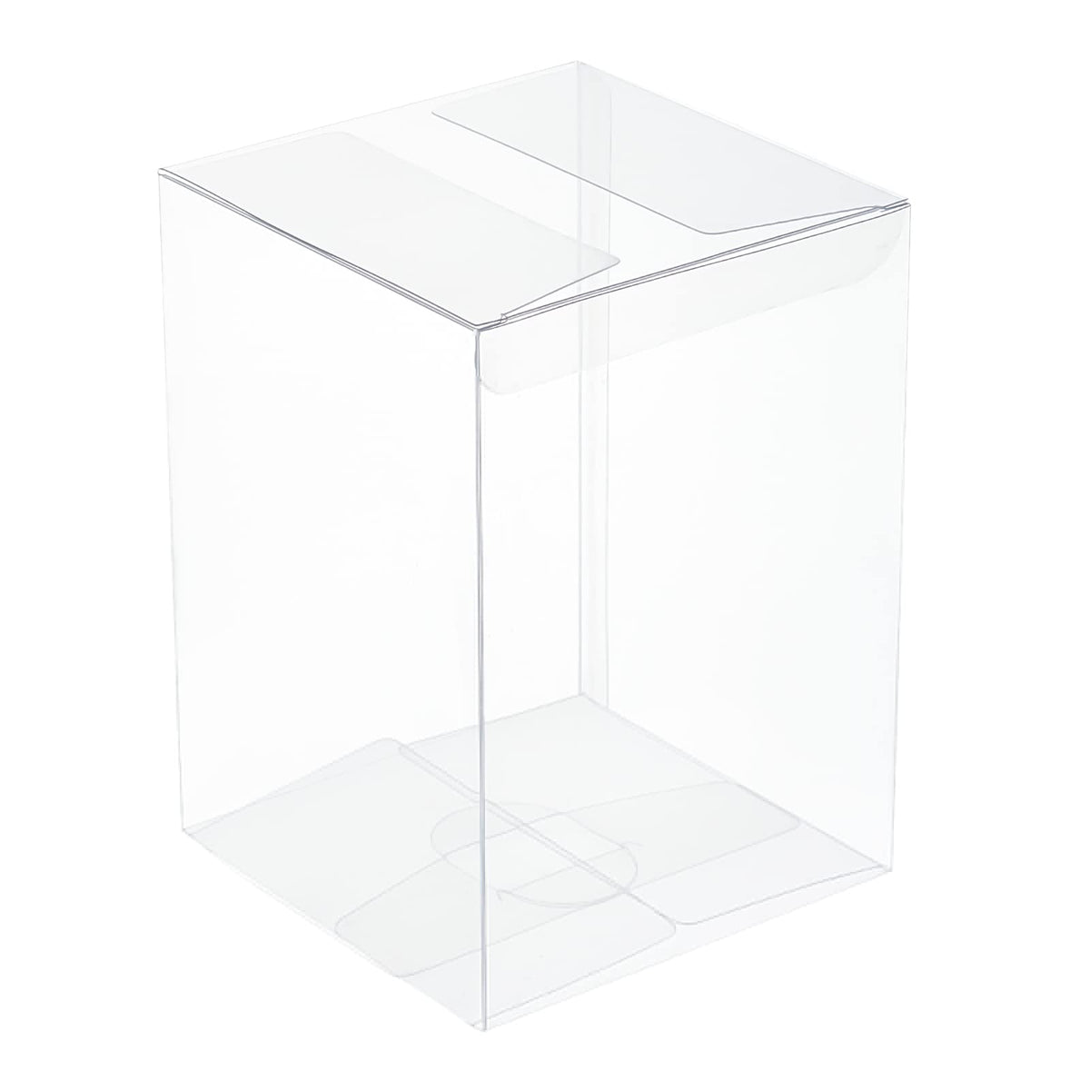BENECREAT 15Pcs Clear Gift Boxes Rectangle Transparent PVC Favor Boxes 3.9x3.9x5.5'' for Wedding Party Treat Candy Cupcakes, Mother's Day Festival Gift Packaging