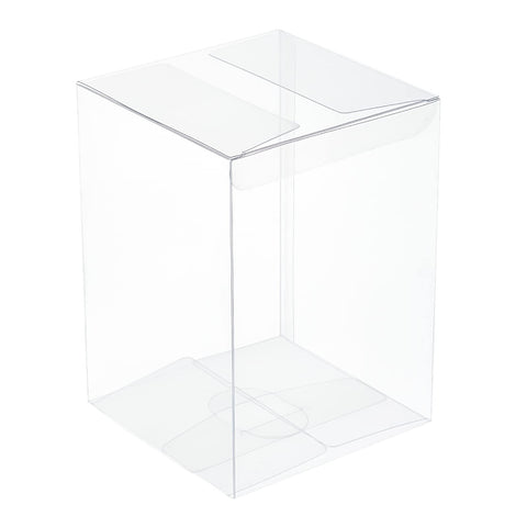 BENECREAT 15Pcs Clear Gift Boxes Rectangle Transparent PVC Favor Boxes 3.9x3.9x5.5'' for Wedding Party Treat Candy Cupcakes, Mother's Day Festival Gift Packaging