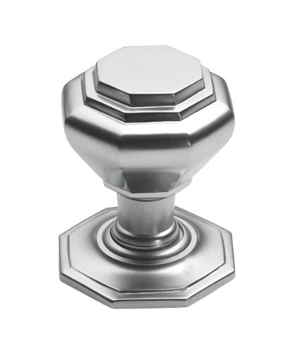 House of Brass Solid Heavy Cast Satin Chrome Octagonal Centre Door Knob Large (Fixed Knob)