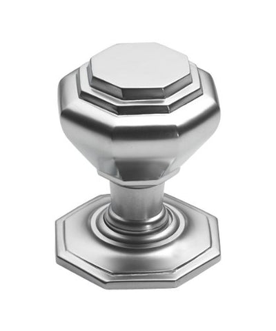House of Brass Solid Heavy Cast Satin Chrome Octagonal Centre Door Knob Large (Fixed Knob)