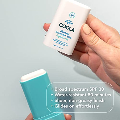 COOLA Organic Mineral Sunscreen SPF 50 Sunblock Stick, Dermatologist Tested Skin Care For Daily Protection, Vegan And Gluten Free, 0.6 Oz