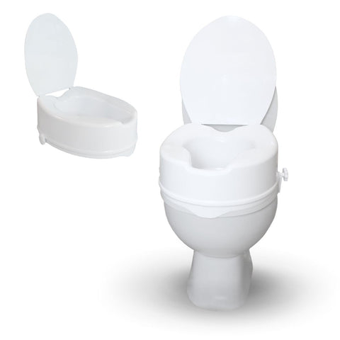 MobiclinicÂ®, Toilet Seat Riser, Model TitÃ¡n, with lid, 5,50 inches, Raised Toilet Seats for Elderly, Adaptable to Oval Toilets, Elevated Toilet Seat for Adults, Colour White