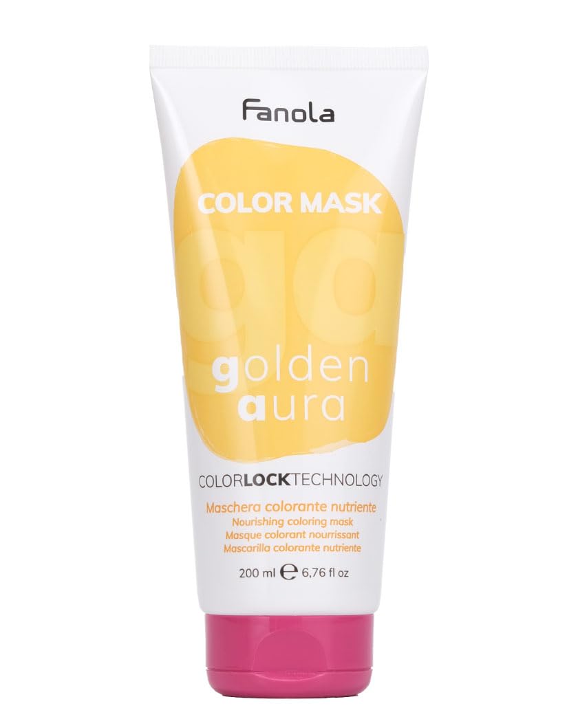 Fanola Nourishing Colour Mask, Nourishing and Conditioning Pigmented Hair Mask to Intensify Color and Temporarily Dye Hair, for Natural, Coloured and Bleached Hair, Golden Aura Shade, 200ml