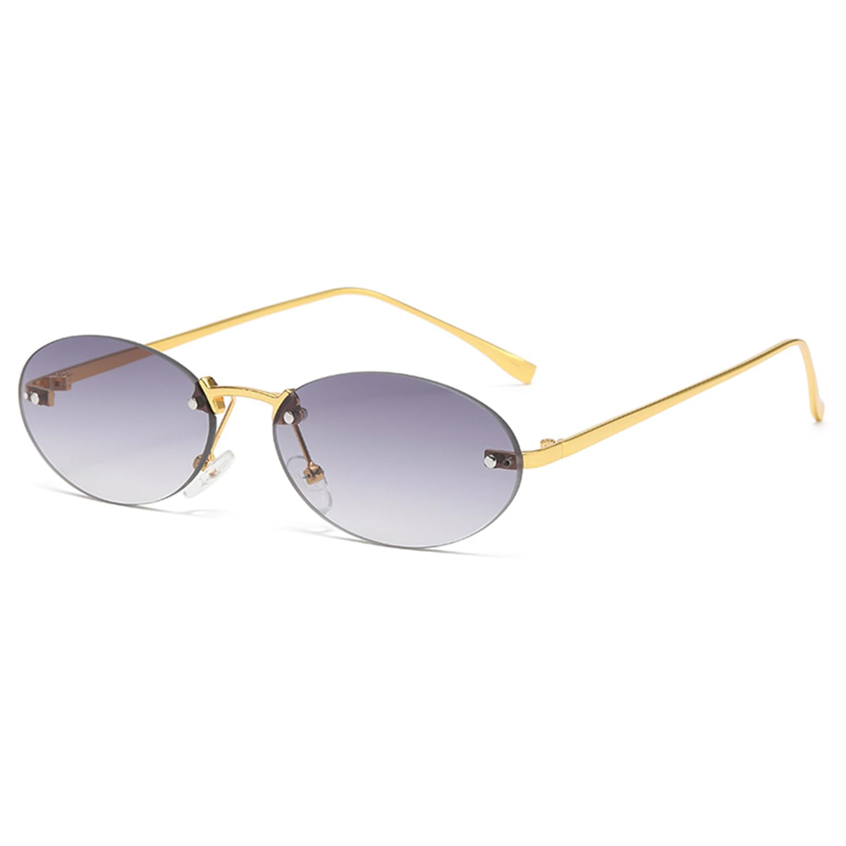 YAMEIZE Trendy Rimless Oval Metal Sunglasses - Vintage Small Round Eyewear UV400 Protection for Women Men Outdoor