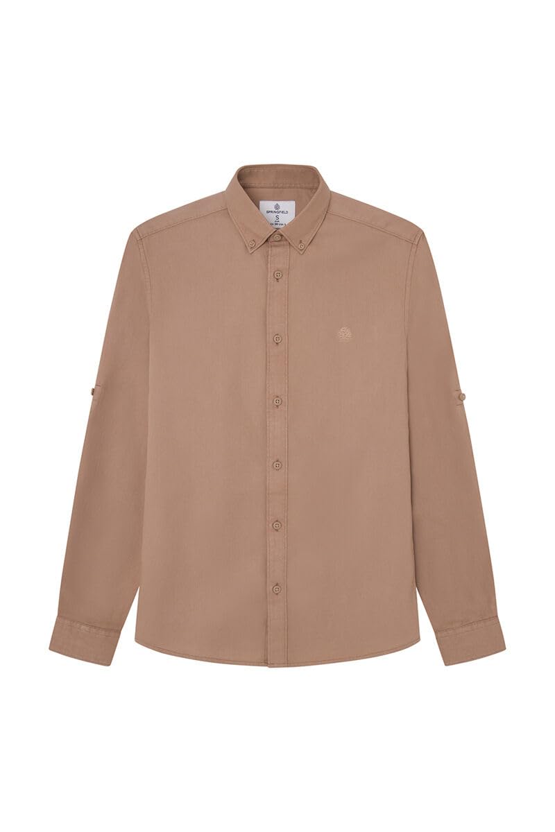 SPRINGFIELD Men's Camisa Estructura Color Shirts, Beige/Camel, L