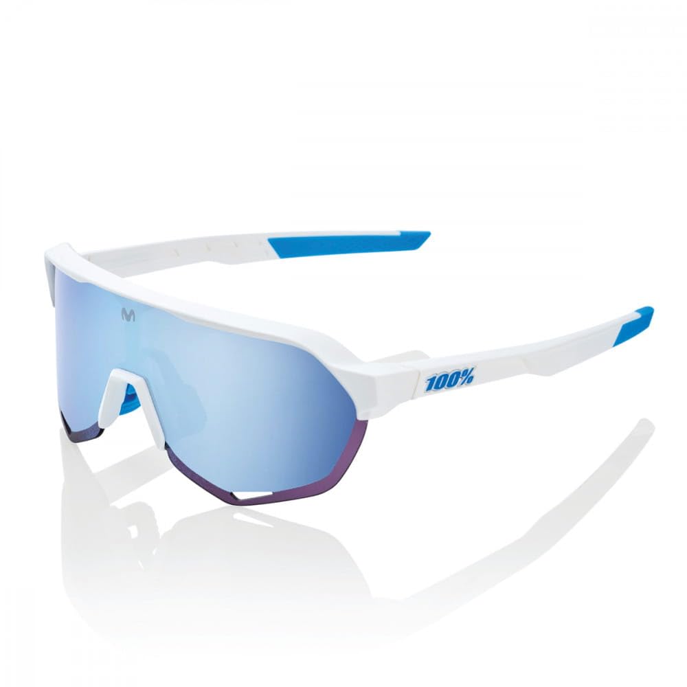 100% S2 Sport Performance Cycling Sunglasses (Movistar Team White - HiPER Blue Multilayer Mirror Lens)