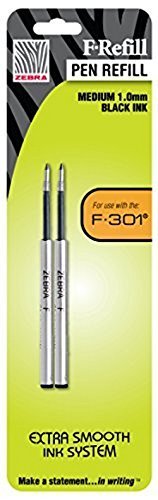 ZEBRA Pen Refill, 1.0mm, Black, 2 Pack (85412) Expandz