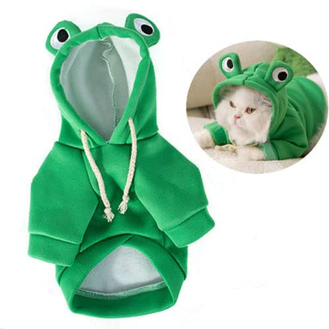 Pet Funny Hoodie Ugly Christmas Sweater Cold Weather Warm Coat for Puppy Small Dog Halloween Party Costume Cute Hoodie (XX-Large, Green Frog)