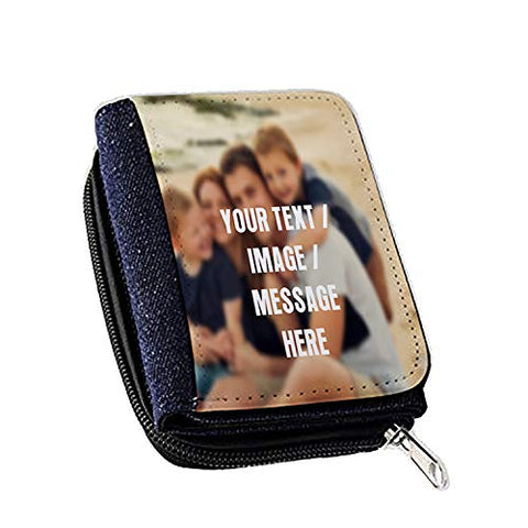 Personalised with Your own Text/Image/Any Name Themed Denim Coin Wallet Gift.