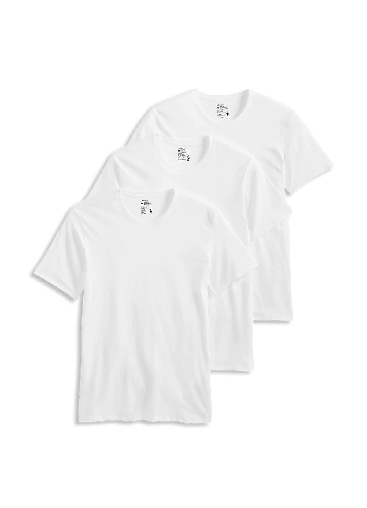 Jockey Men's T-Shirts Cotton Stretch Crew Neck T-Shirt - 3 Pack, White, s