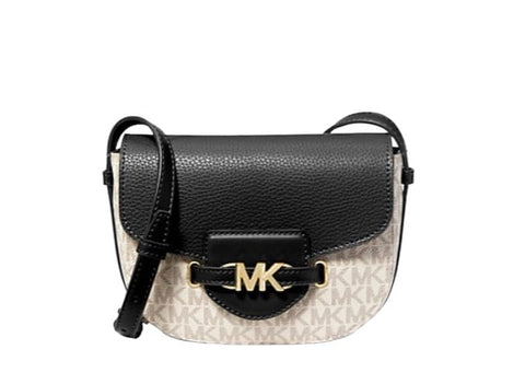 Michael Kors Reed Small Logo and Leather Crossbody Bag (Vanilla/Black)
