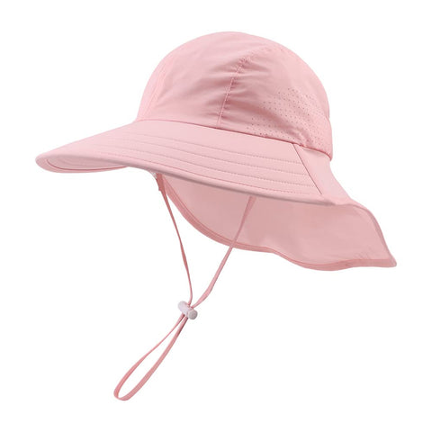Toddler Summer Hat with Neck Flap Waterproof Kids Swim Hat Baby UV Protection Sun Hats Beach Cap for Boys Girls (1-4 Years, Pink)