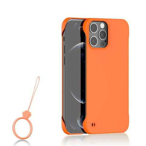 GRECAZO Slim Borderless for iPhone 14 Pro Max Phone Case 6.7"(2022) Ultra-Thin Lightweight Frameless Matte Hard PC Cover Case with Pull Ring Shockproof Non Slip Rope,Suppor Wireless Charging-Orange