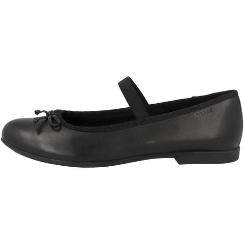 Geox Girls Plie 2 Ballet Flat, Black, 7 Big Kid