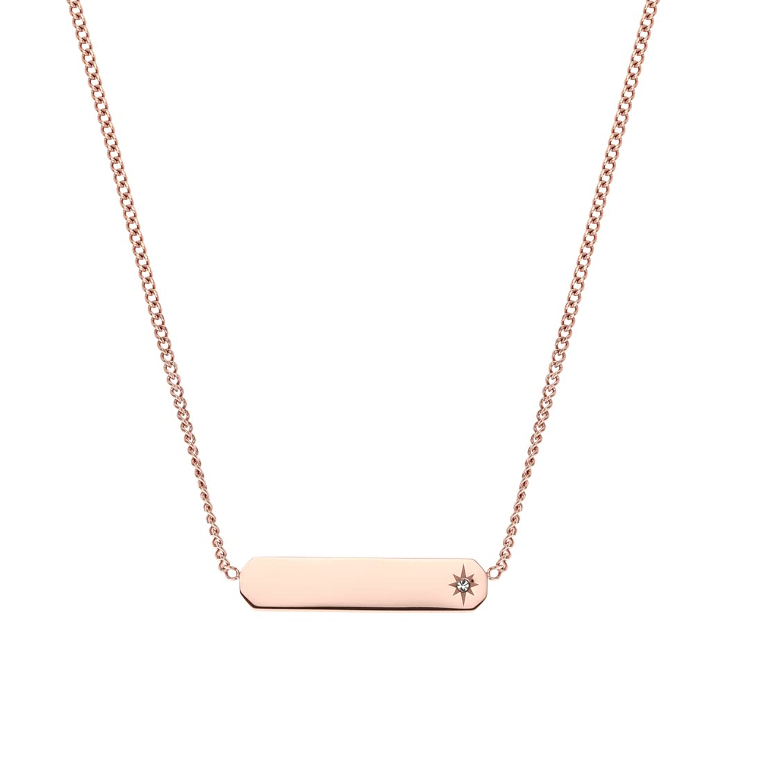 Fossil Women's Engravable Necklace, Color: Rose Gold (Model: JF03696791)