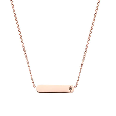 Fossil Women's Engravable Necklace, Color: Rose Gold (Model: JF03696791)