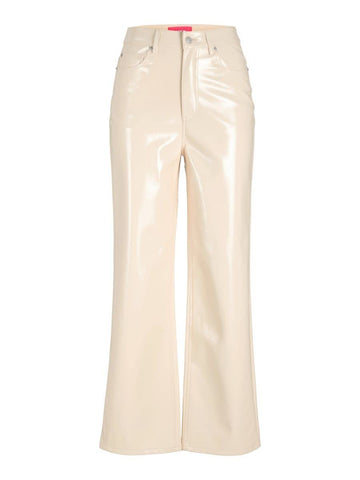 JJXX Women's Jxkenya Hw Straight Faux Leat Pants Noos, Seedpearl/Detail: Shiny, M