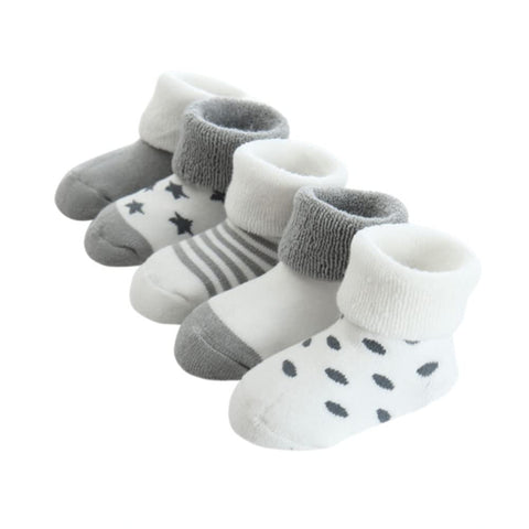FedMois Baby Thick Winter Socks Cotton Toddler Infant Newborn Cozy Warm Socks Pack of 5, Grey, 6-12 months