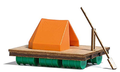Busch 1564 Wooden Raft with Paddle/Tent HO Scale Model Vehicle