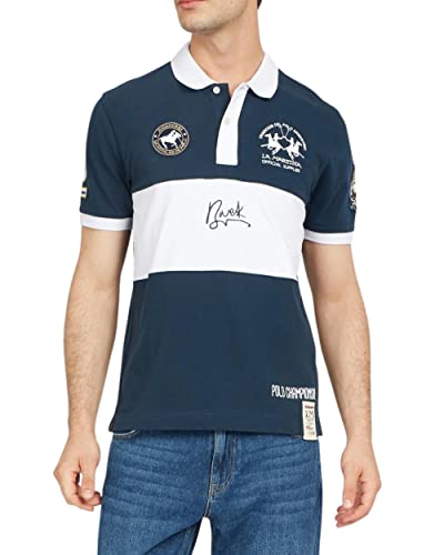 La Martina Polo Men VMP606 Navy Polo Velibor s/s Cotton Jersey, marine, XL