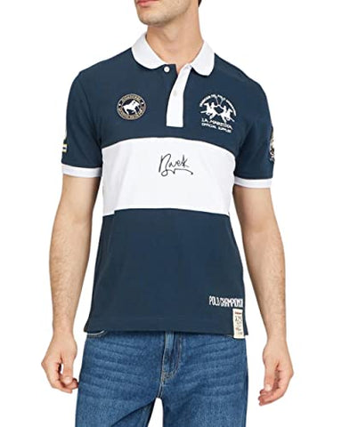 La Martina Polo Men VMP606 Navy Polo Velibor s/s Cotton Jersey, marine, XL