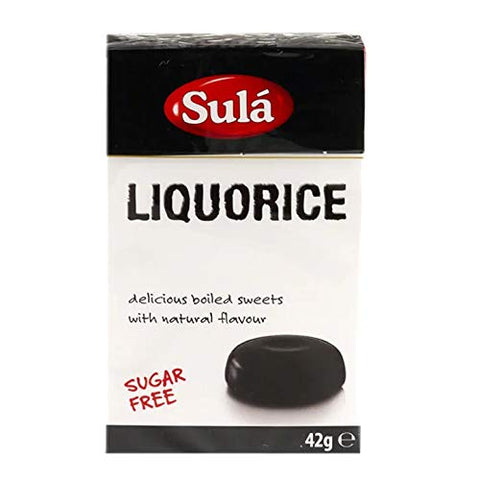 SIX PACKS of Sula Liquorice Flavoured Sugar Free Sweets With Sweetners 42g
