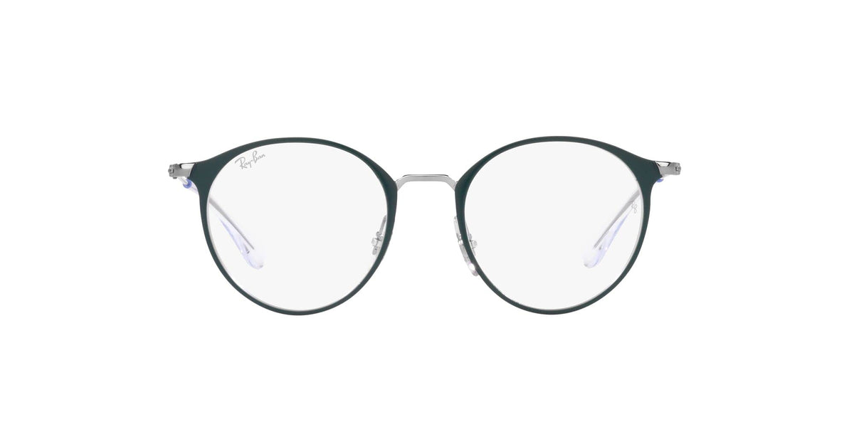 Ray-Ban Junior Kids' RY1053 Round Prescription Eyewear Frames, Matte Green on Gunmetal/Demo Lens, 45 mm
