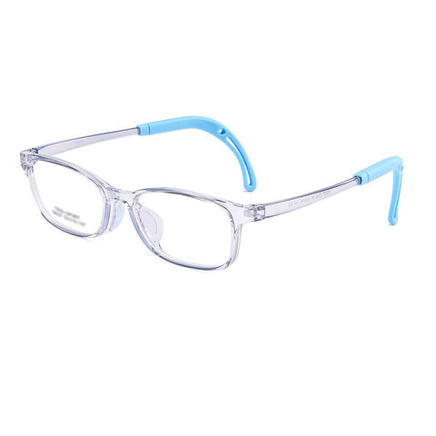 QYAJS Eyeglasses Frame Children Optical Glasses Frame TR90 Flexible Bendable One-piece Safe Eyeglasses Girls Boy, Blue, Medium