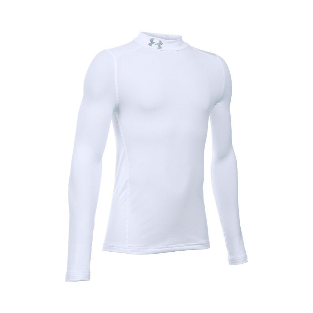 Under Armour CG Mock Long-Sleeve Shirt - White/Steel, Youth Small