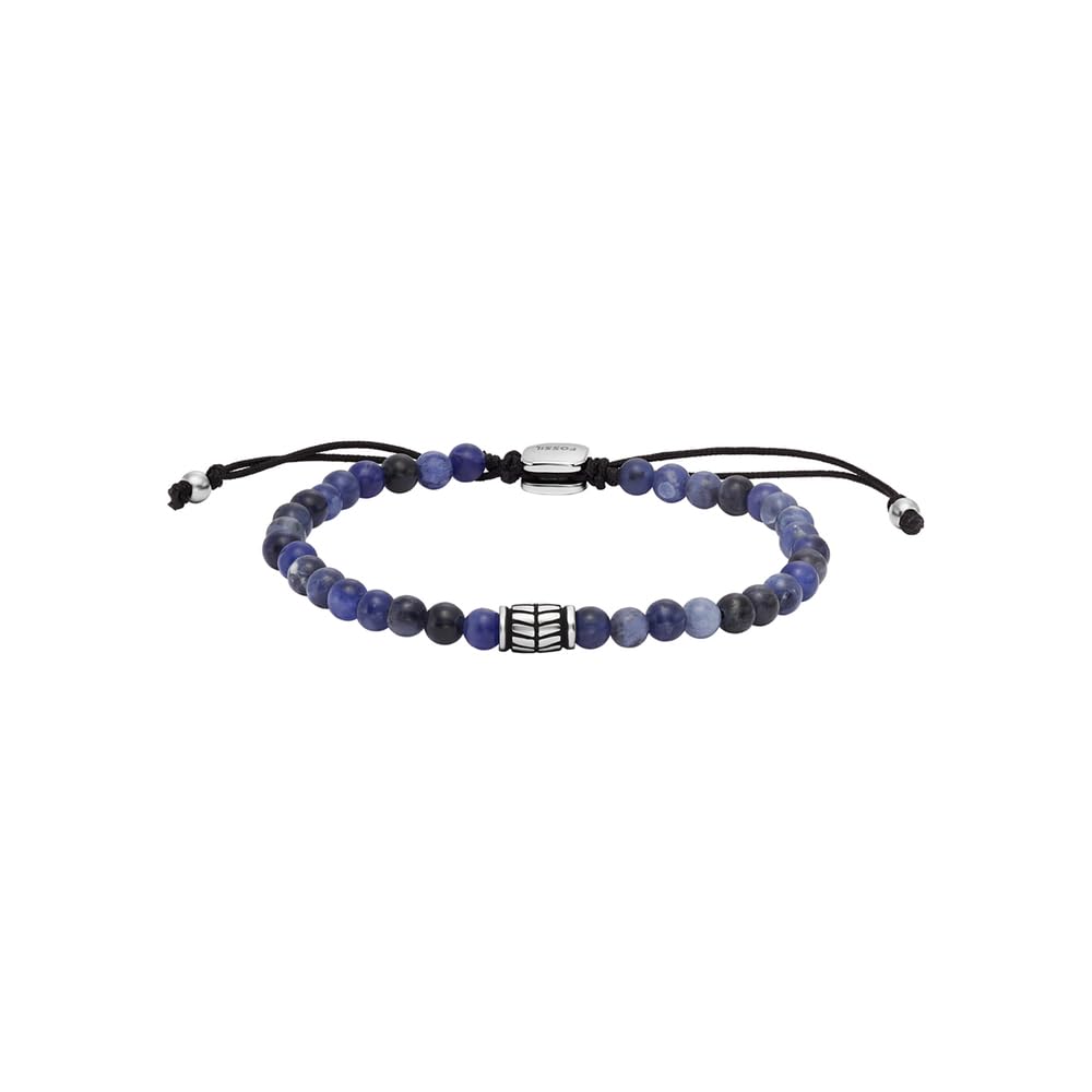 Fossil Men's Beaded Sodalite Bracelet, Color: Blue (Model: JF04414040)