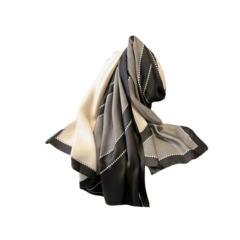 Trillion London® Spring Collection | Designer Silk Scarf For Women | Lightweight Neck Scarves | Shawl Wraps | Black & Beige | Suitable for Daily Life | Travelling & Gifting | Smooth & Soft Finish