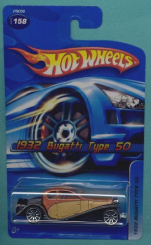 Mattel Hot Wheels 2005 1:64 Scale Black & Gold 1932 Bugatti Type 50 Die Cast Car #158