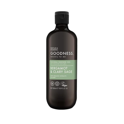 Baylis & Harding Men's Natural Shower Gel 500 ml Goodness Bergamot & Clary Sage - Vegan