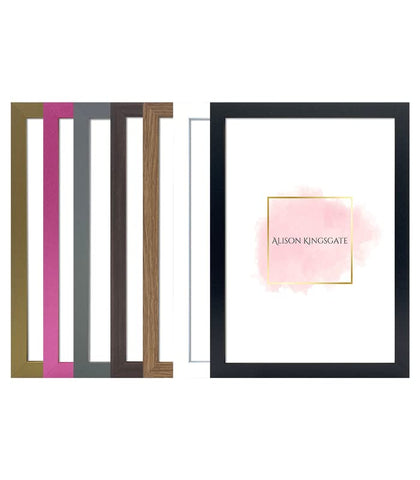 Alison Kingsgate Elegant Sleek Gold A3 Frame Size (29.7 x 42cm) - Flat Classic Design Gold A3 Picture Frame with Safe Perspex Front & Wall Hanging Hooks - British Handmade Décor Frames