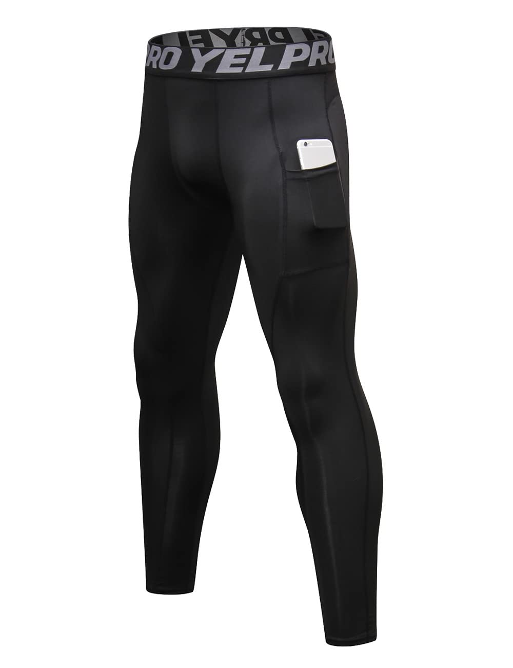 TopTie Mens Compression Pants, Cool Dry Athletic Pants, Workout Running Leggings-Black-XL