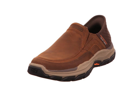 Skechers USA Men's Men's Respected-Elgin Hands Free Slip-in Moccasin, Brown, 11.5
