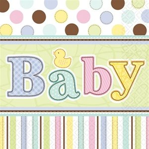 Tiny Bundle Baby Shower Party Beverage Napkins Tableware, Paper, 5" x 5", Pack of 36