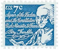 #1393D - 1972 7c Benjamin Franklin Postage Stamp Numbered Plate Block (4)
