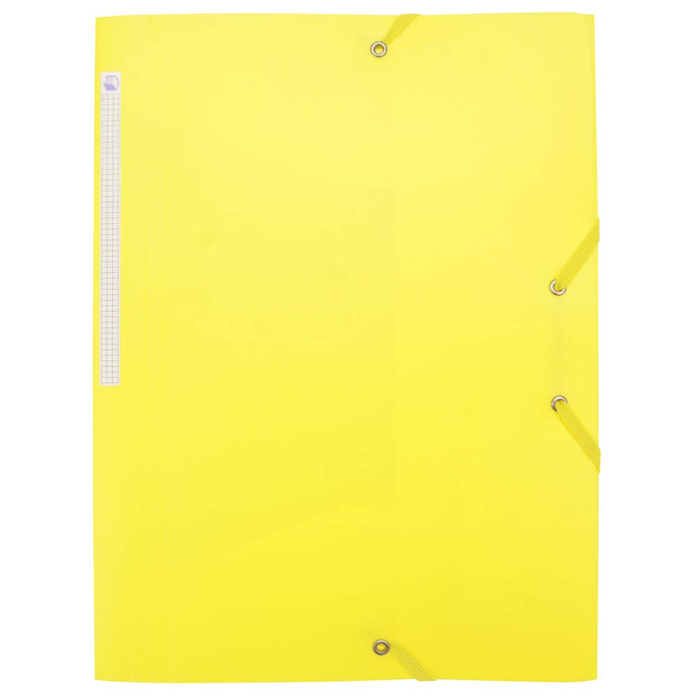 Waytex Elasticated Folder with 3 Flaps Polypropylene 4.5/10 Soft and Opaque A4 - Yellow 931454 1 Folder