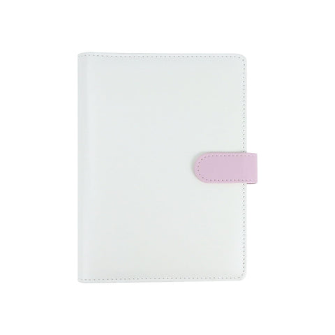 A5 PU Leather Binder 6-Ring Notebook Binder Cover for A5 Filler Paper, Refillable A5 Personal Planner Budget Binder with Magnetic Buckle Closure (Pink)